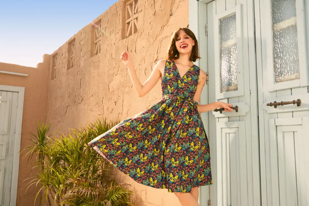 Instant Energy Faux-Wrap Dress Spirit Critters Hot