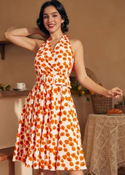 Instant Energy Faux-Wrap Halter Dress Papaver Hot