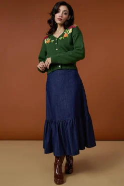 Kara Denim Midi Skirt New