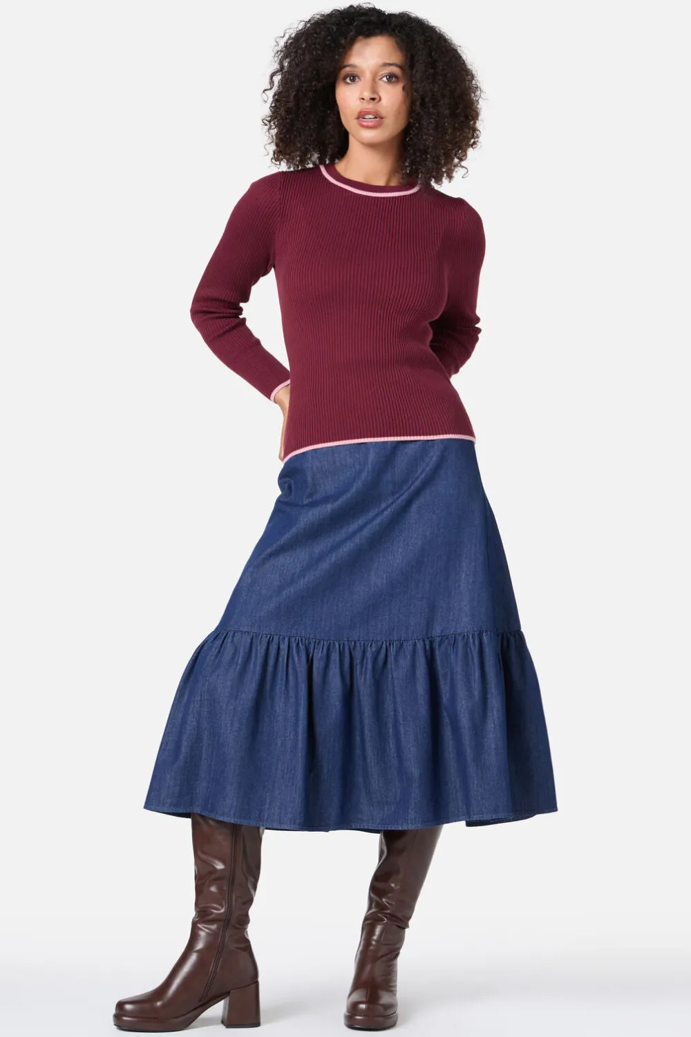 Kara Denim Midi Skirt New