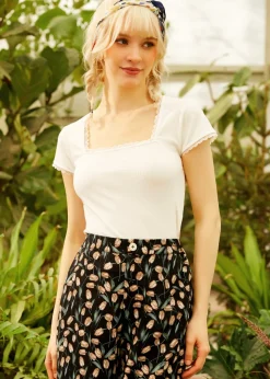 Lace Around the Edges Tee Ivory