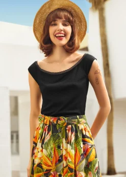 Lace by Day Marilyn Neck Tee Black Outlet