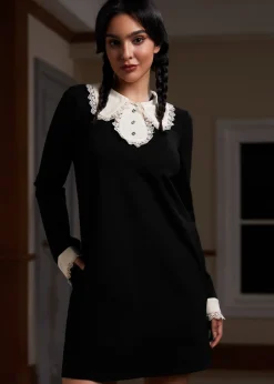 BTC Laced Leaf Shift Dress Bewitching Black New