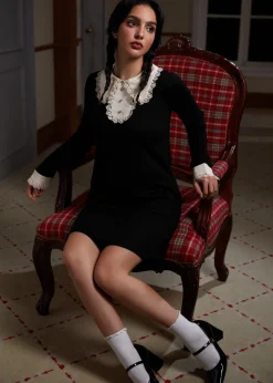 BTC Laced Leaf Shift Dress Bewitching Black New