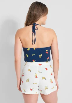 Dalian Donice Imp. & Exp. Co., Ltd Last Summer a DJ Saved My Life Halter Bodysuit Navy Bananas Outlet