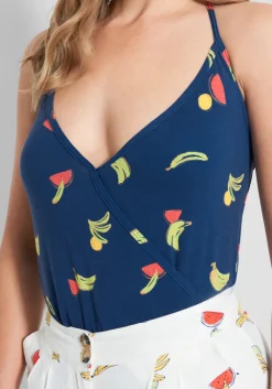 Dalian Donice Imp. & Exp. Co., Ltd Last Summer a DJ Saved My Life Halter Bodysuit Navy Bananas Outlet