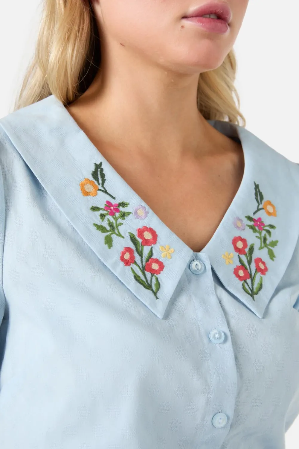 Lattice Embroidered Blouse Clearance