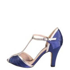 Lavana T-Strap Satin Heels BLUE Clearance