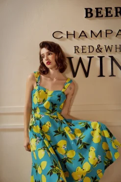 Orchid Bloom Clothing Lemon Print Swing Dress Discount
