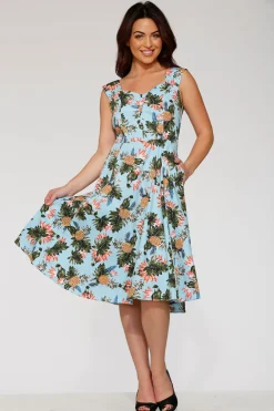 Light Blue Hawaiian Swing Dress Clearance