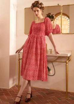 BTC Lilting Love Short Sleeve Babydoll Dress Ruby Fizz Sale