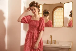 BTC Lilting Love Short Sleeve Babydoll Dress Ruby Fizz Sale