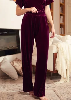 Living It Up Wide Leg Pants Rich Raisin Sale