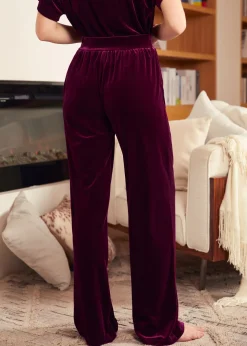 Living It Up Wide Leg Pants Rich Raisin Sale