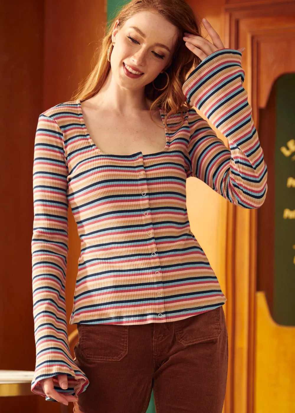 BTC Lost in Love Bell Sleeve Top Denim Dash Online