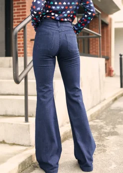 EZ Apparel Love and Mariner Flared Jeans Dark Wash