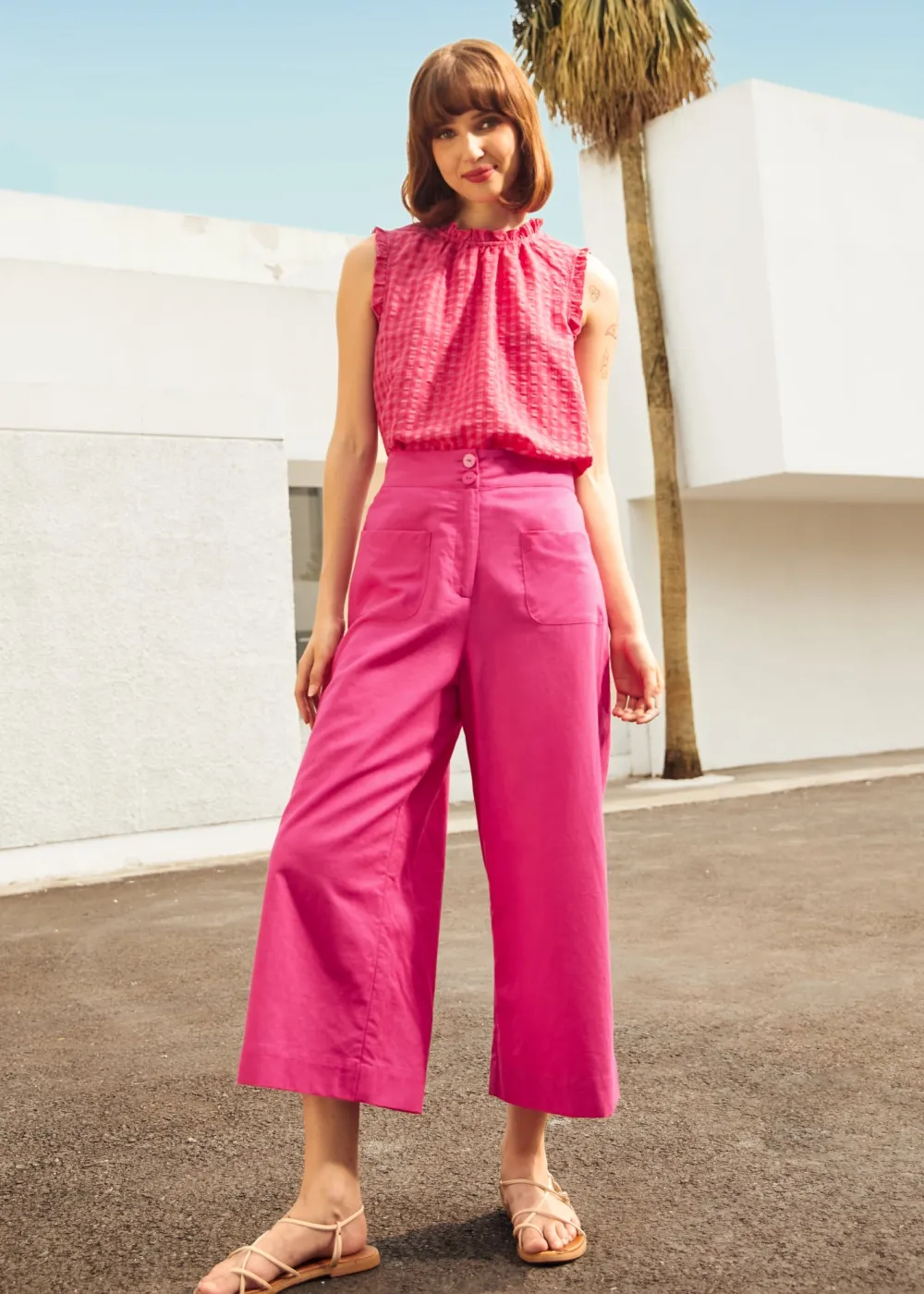 Lover & Mariner Crop Pants Magenta Discount