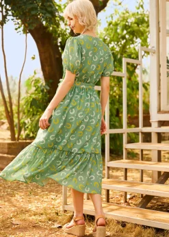 Luck Be a Lady Wrap Dress Green Horseshoe New
