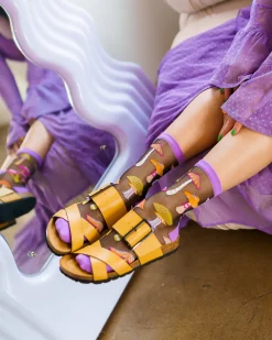 Magic Mushrooms Black Sheer Crew Sock Discount