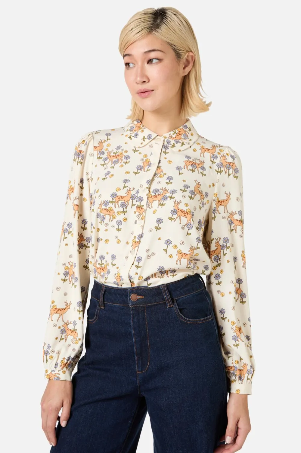 Meadow Deer Long Sleeve Blouse Best
