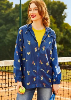 ModCloth Mind At Breeze Windbreaker Navy Banana Hot