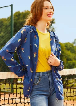 ModCloth Mind At Breeze Windbreaker Navy Banana Hot