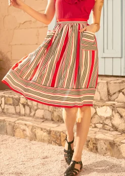 Mixed Signals Dirndl Skirt Cherry Cola Stripe Sale