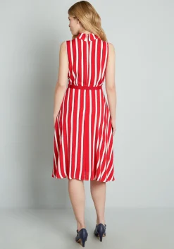 Collectif ModCloth x Posh Your Luck A-Line Dress Red Stripes Sale