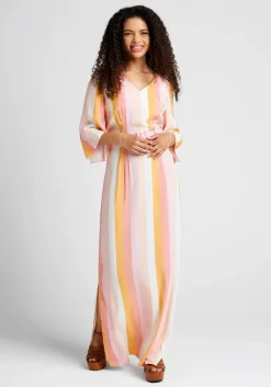 Collectif ModCloth x Sorbet Soiree Maxi Dress Pink Stripes