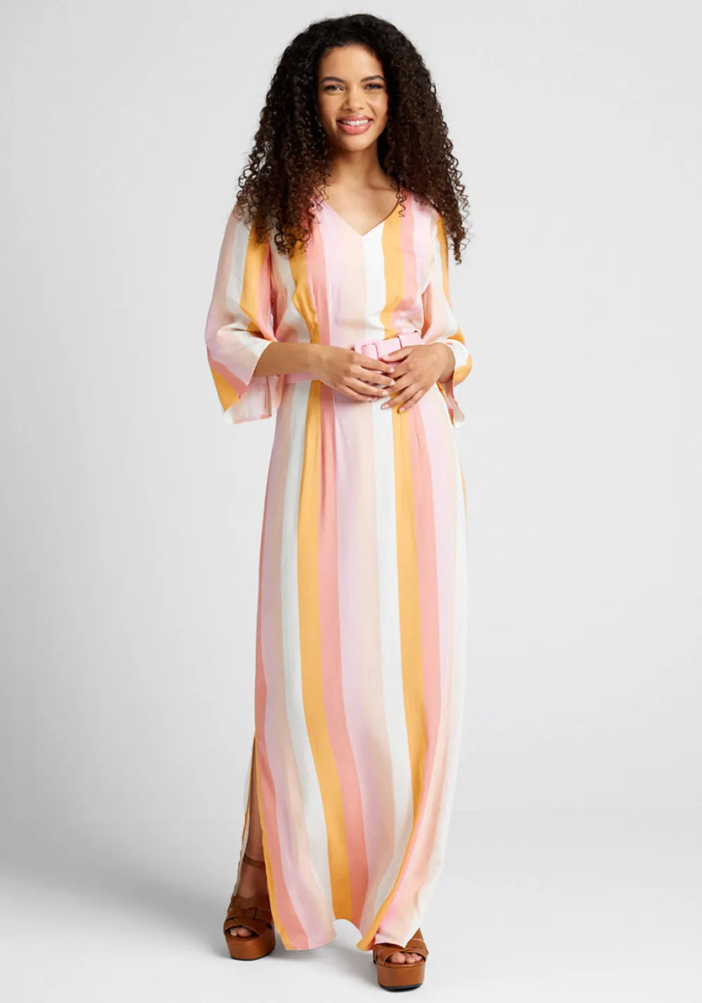 Collectif ModCloth x Sorbet Soiree Maxi Dress Pink Stripes