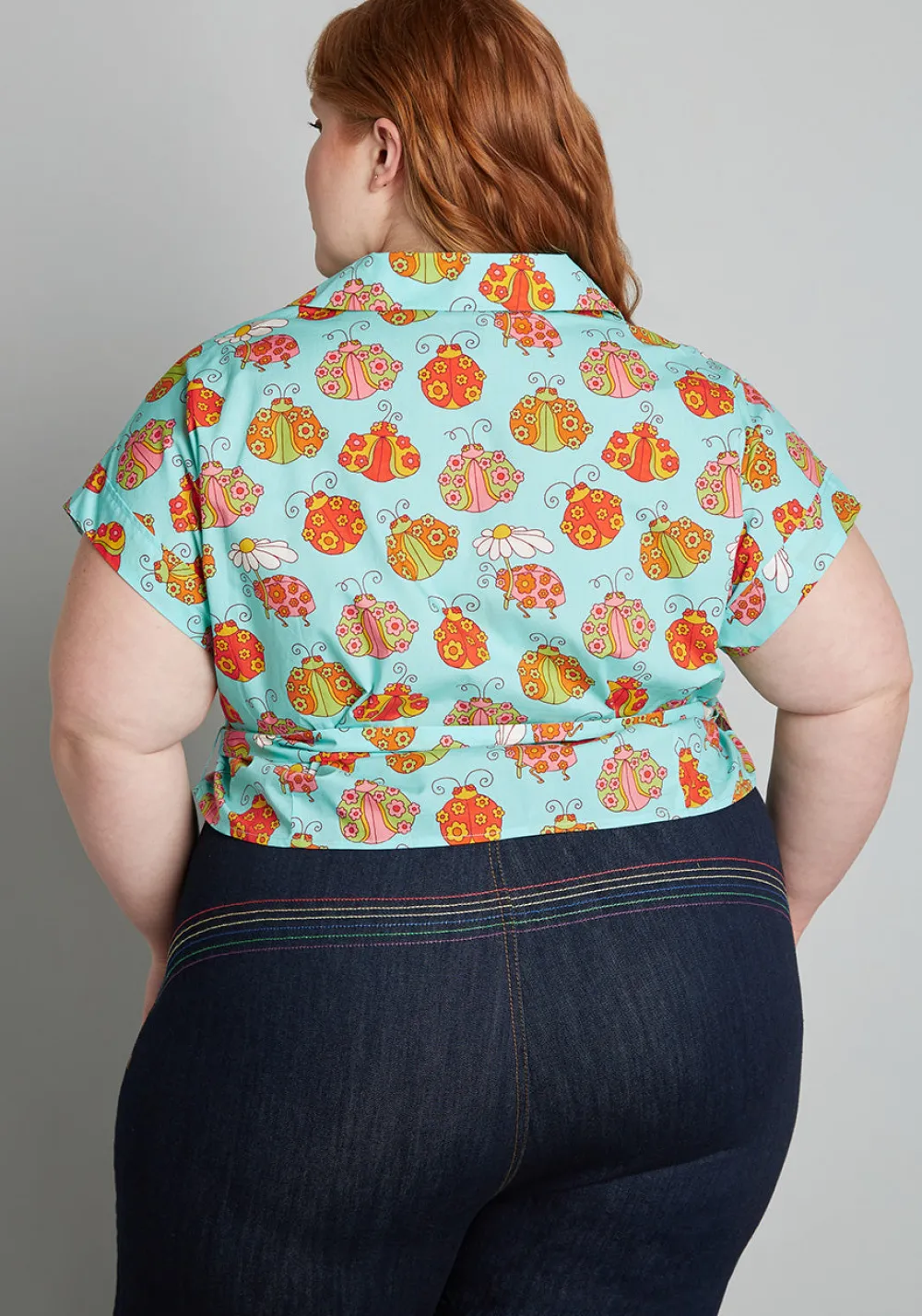 ModCloth x Marisol Muro Fabulous Fantasies Wrap Top Blue Ladybug New