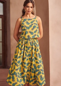 Morning Melody Top Pineapple Print Discount