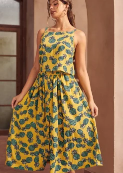 Morning Melody Top Pineapple Print Discount