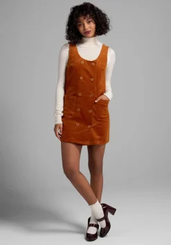 ModCloth My Power 'Cord' Double-Breasted Jumper Brown Discount