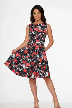 Navy Floral Swing Dress Online