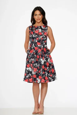 Navy Floral Swing Dress Online