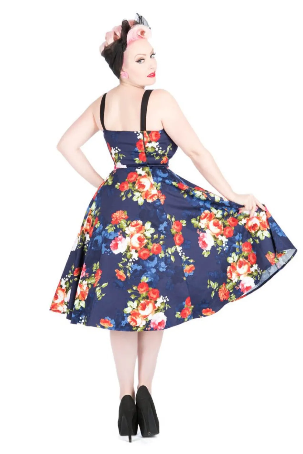 Navy Floral Swing Dress Sale