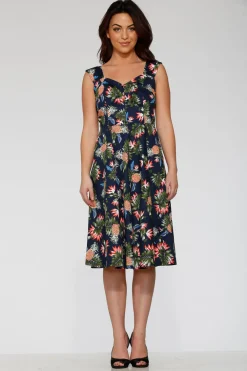 Navy Hawaiian Swing Dress Hot