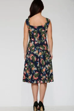 Navy Hawaiian Swing Dress Hot