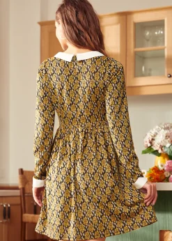 Nifty Fifties Flare Collar Dress Golden hour