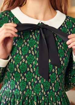 BTC Nifty Fifties Flare Collar Dress Green Gala New