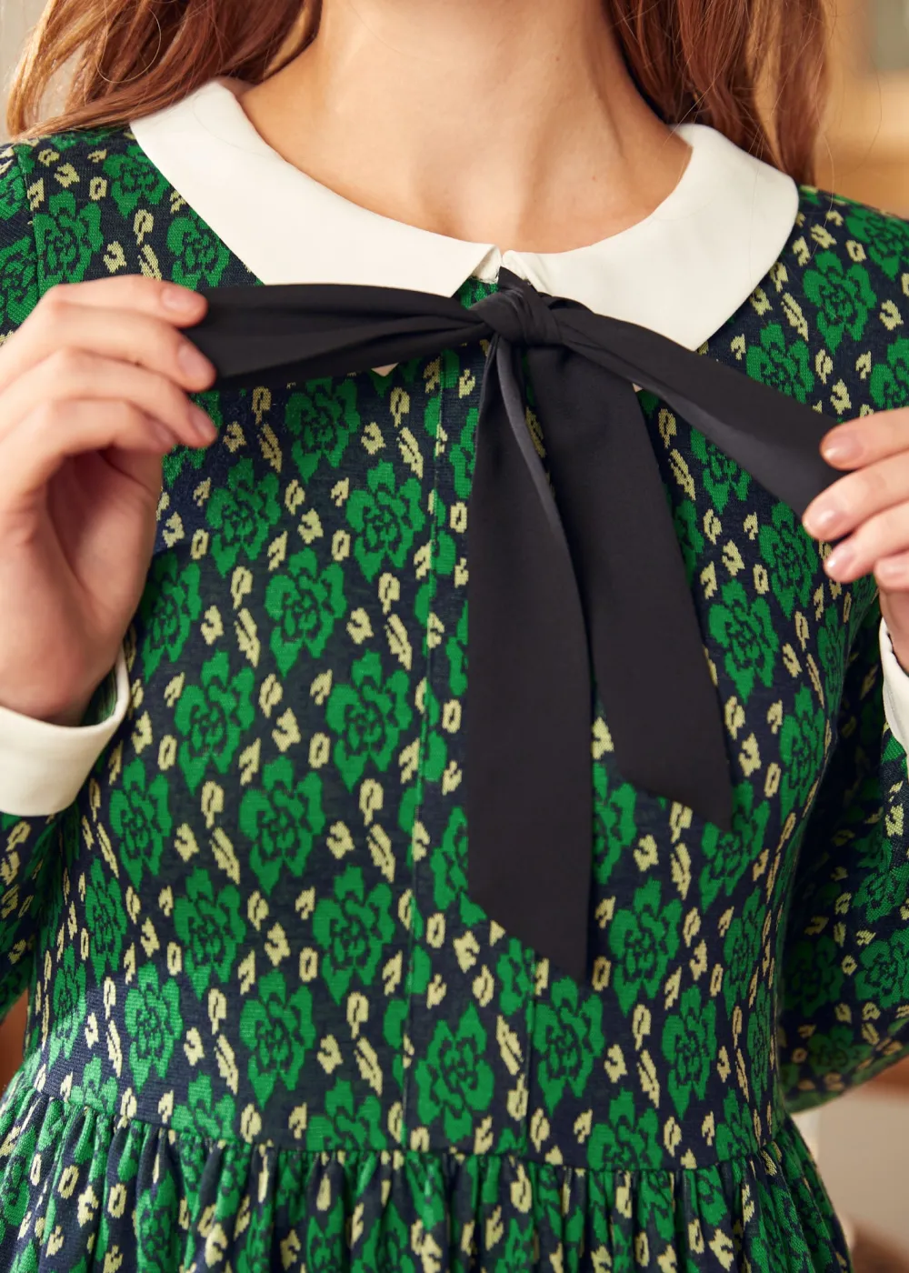 BTC Nifty Fifties Flare Collar Dress Green Gala New