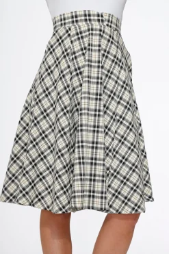 Off White Plaid Swing Skirt