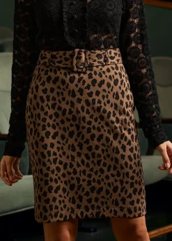 Oldie But a Goodie Belted Midi Pencil Skirt Wild Spot Best