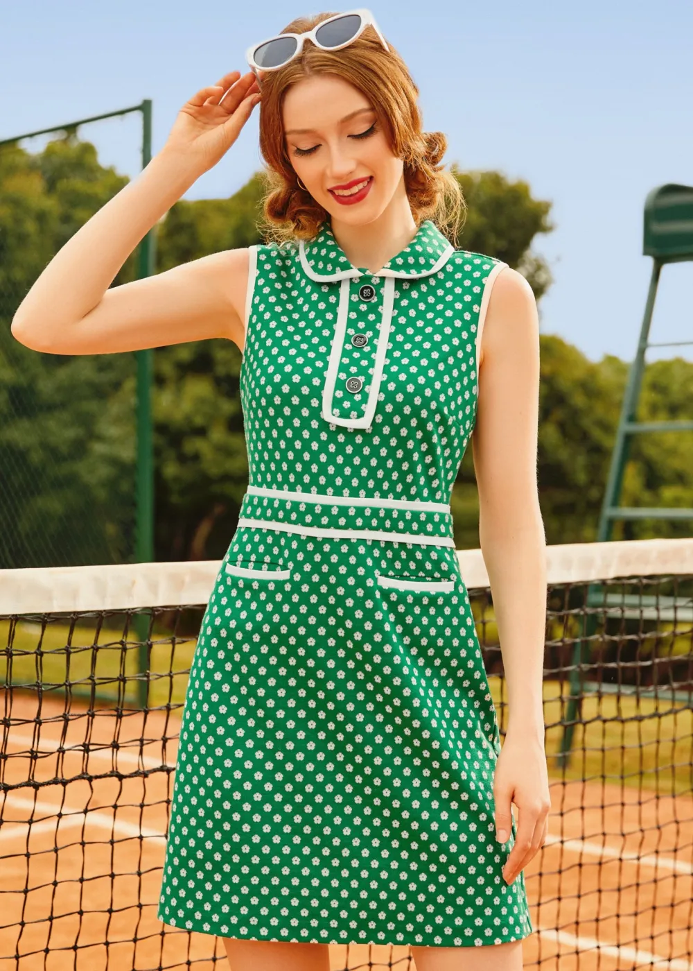 On the Court Sleeveless Dress Minty Fresh Online