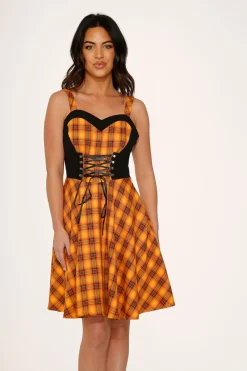 Orange Plaid Swing Dress Outlet