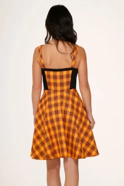 Orange Plaid Swing Dress Outlet