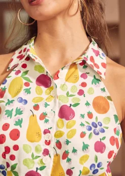BTC Orchard Breeze Halter Top Fruit Multi New