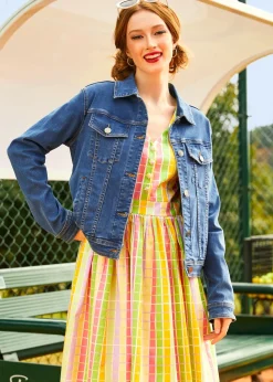 Over the Rainbow Denim Jacket Faded Sky Medium Wash Discount