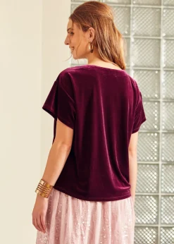 Past Perfections Boatneck Tunic Top Rich Raisin New